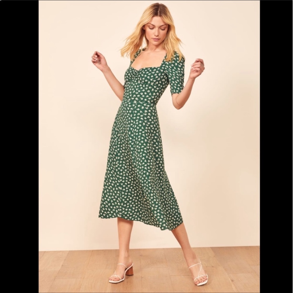 Reformation Martin midi dress in chives